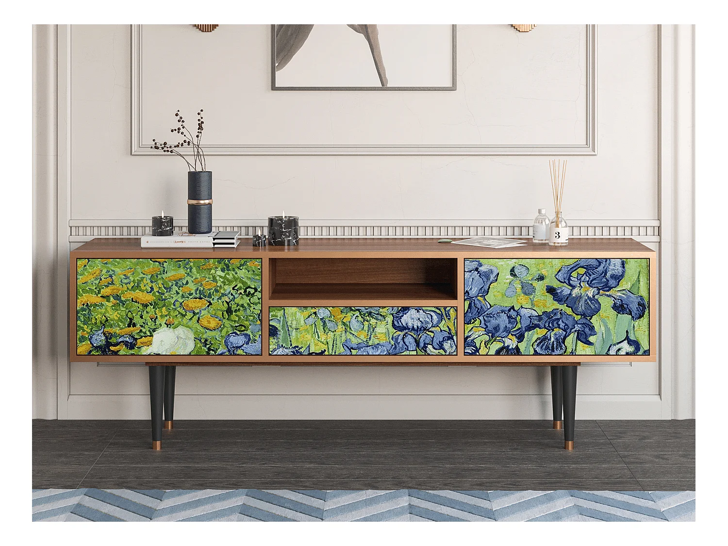TV-meubel - 170х59х41 cm - T6 - Irises , Walnoot