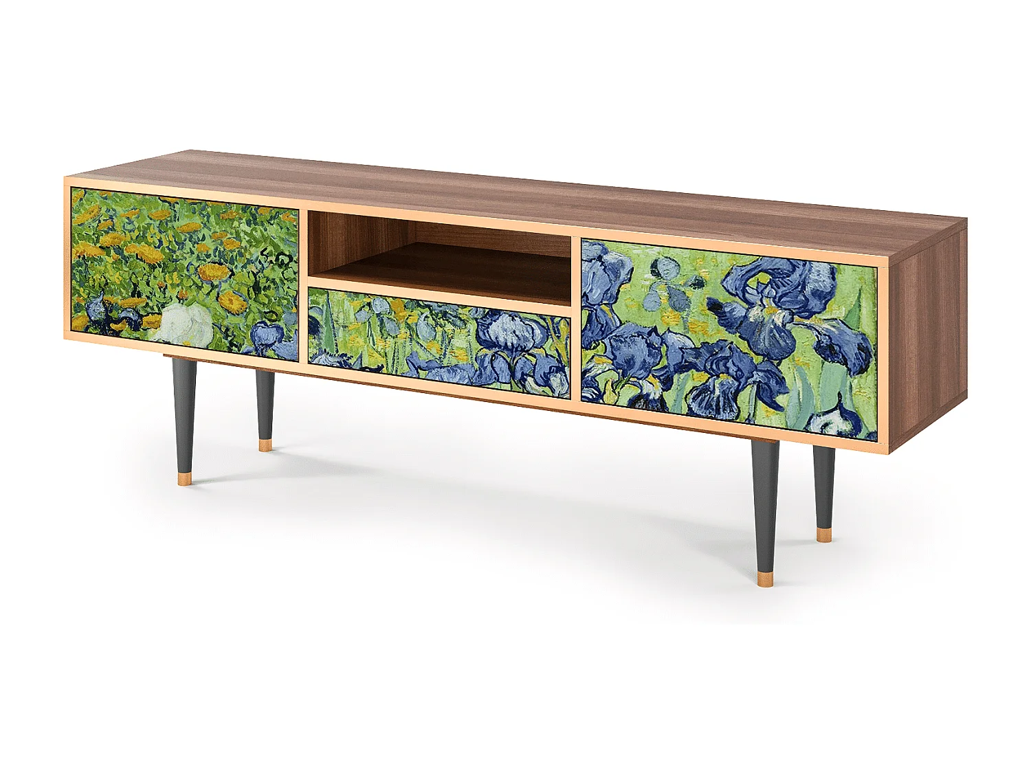 Mueble de TV - 170х59х41 cm - T6 - Irises , Nogal