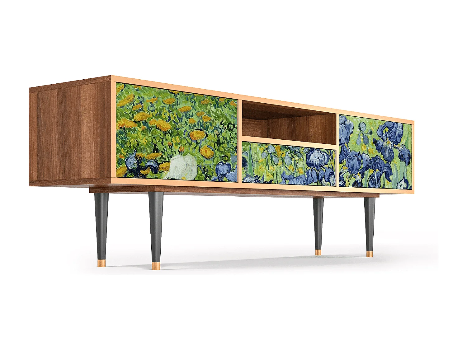 Mueble de TV - 170х59х41 cm - T6 - Irises , Nogal