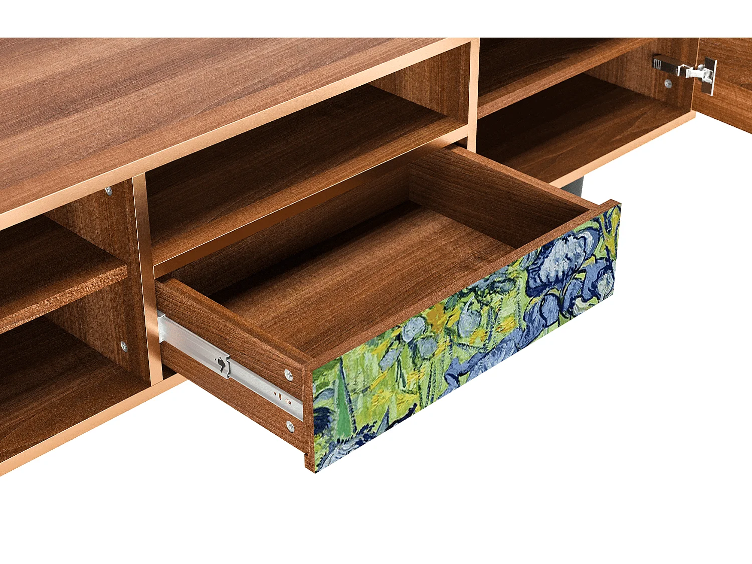 Mueble de TV - 170х59х41 cm - T6 - Irises , Nogal