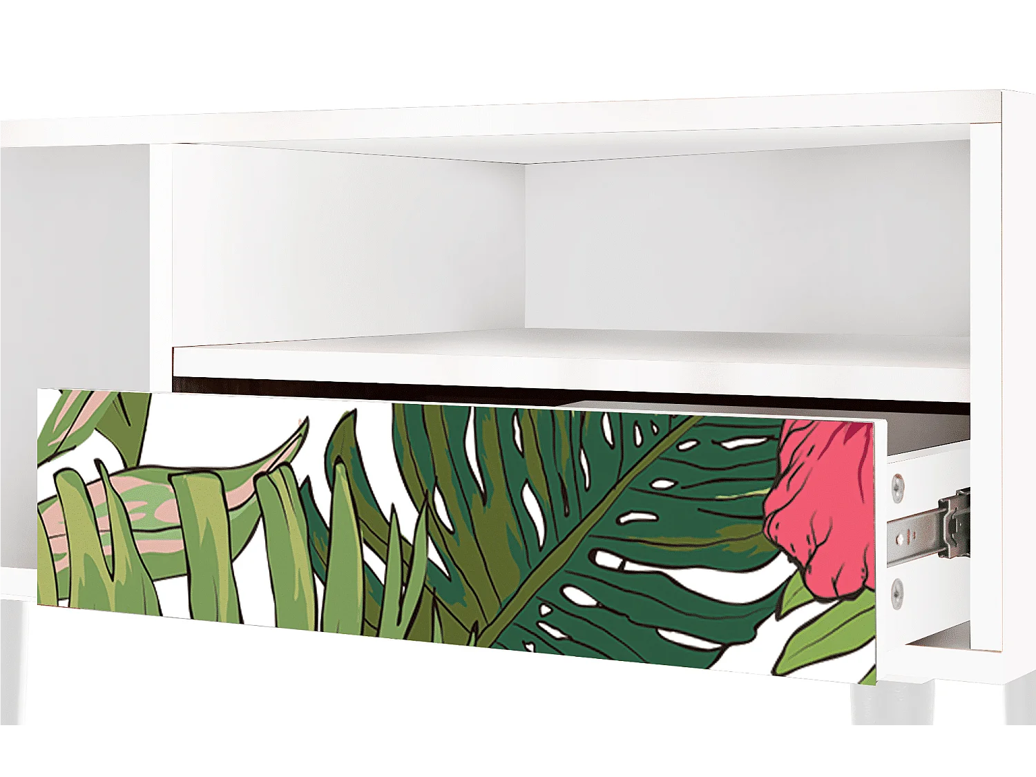 Szafka RTV - 115х59х48 cm - T3 - Verdant Tropics, Biały