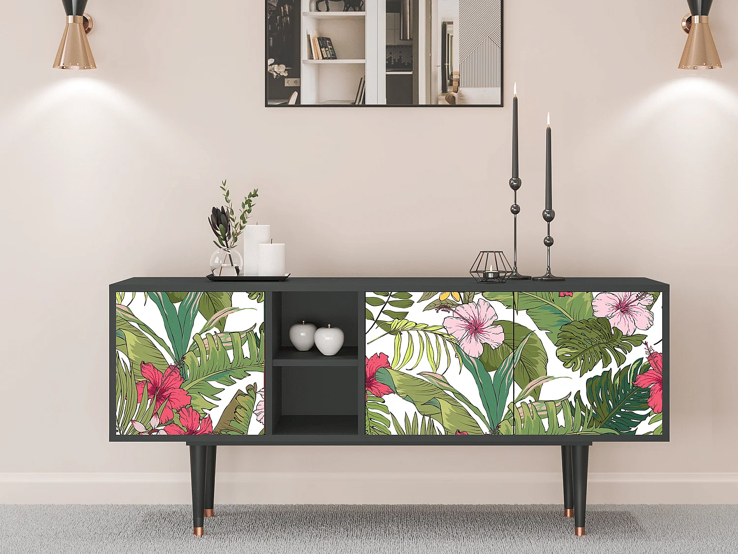 Meuble TV - 150х69х41 cm - T5 - Verdant Tropics, Anthracite