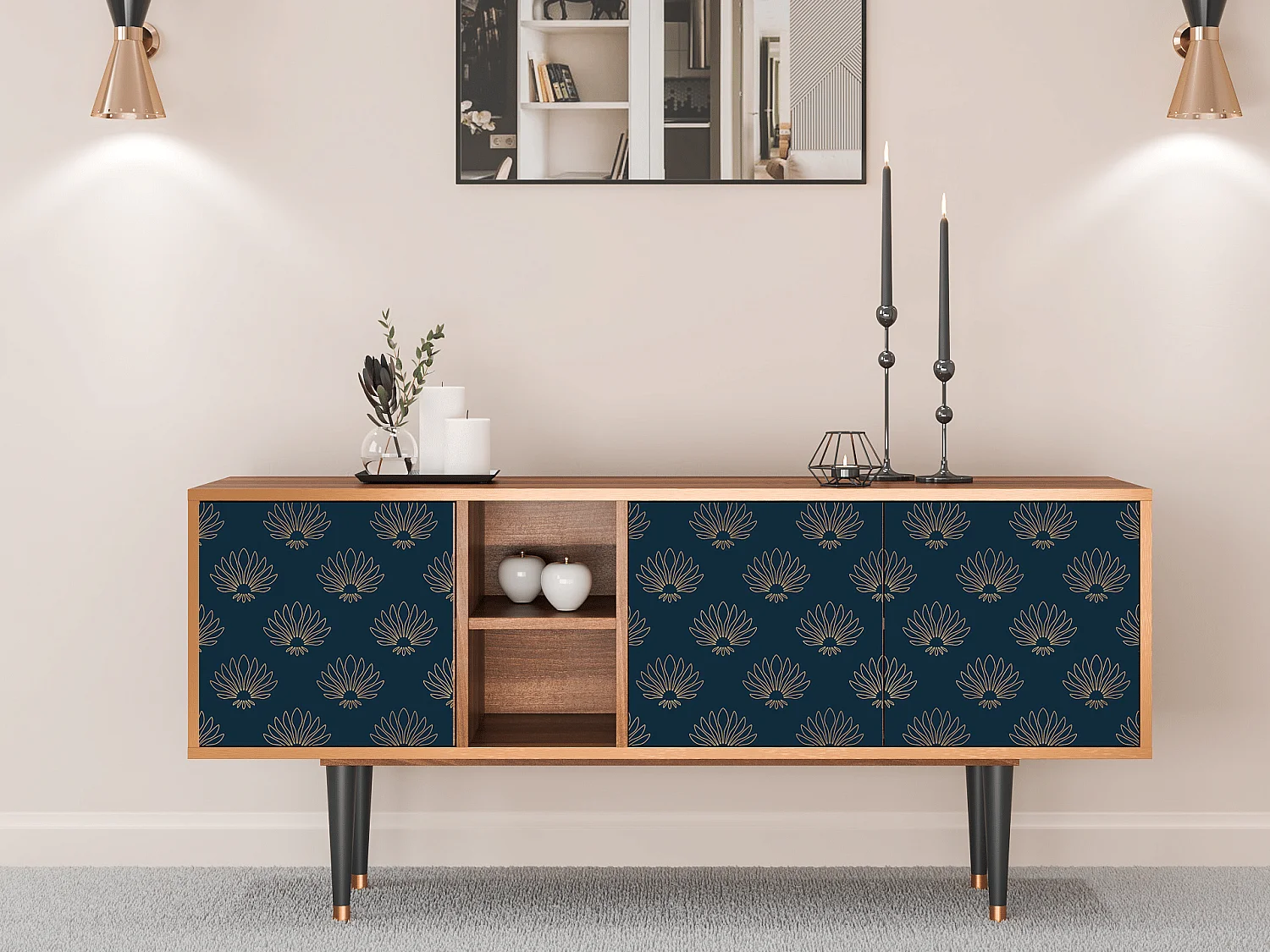 TV-meubel - 150х69х41 cm - T5 - Blue Lotus, Walnoot