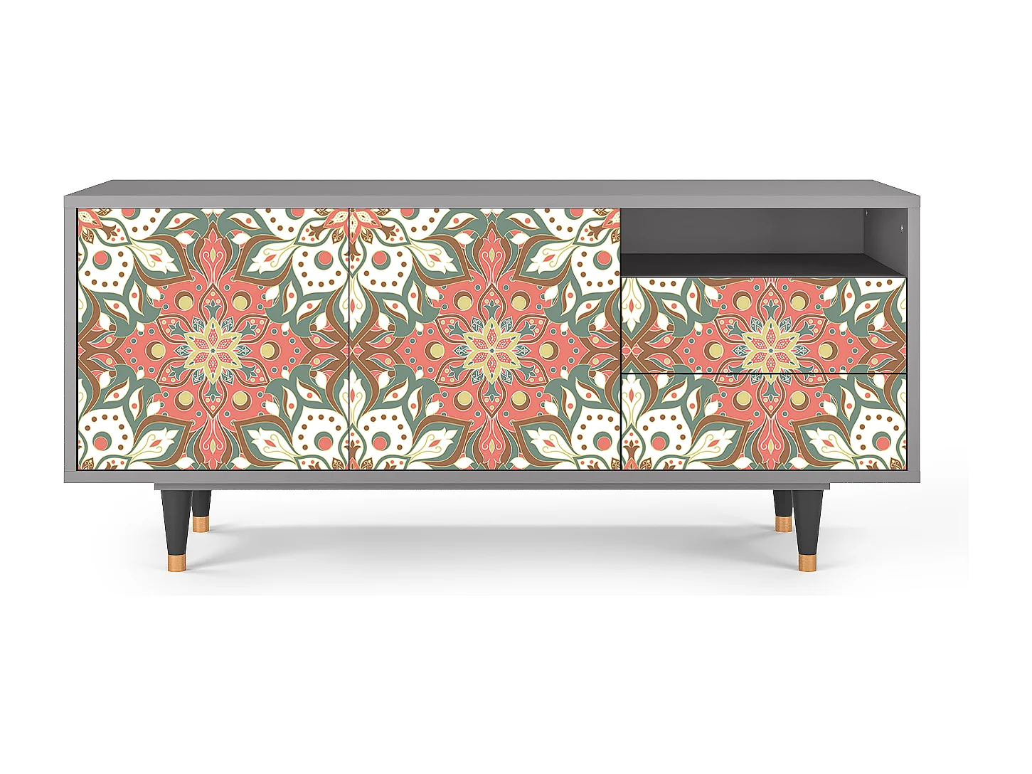 Mueble de TV - 125х56х41 cm - T7 - Peach Grove, Gris