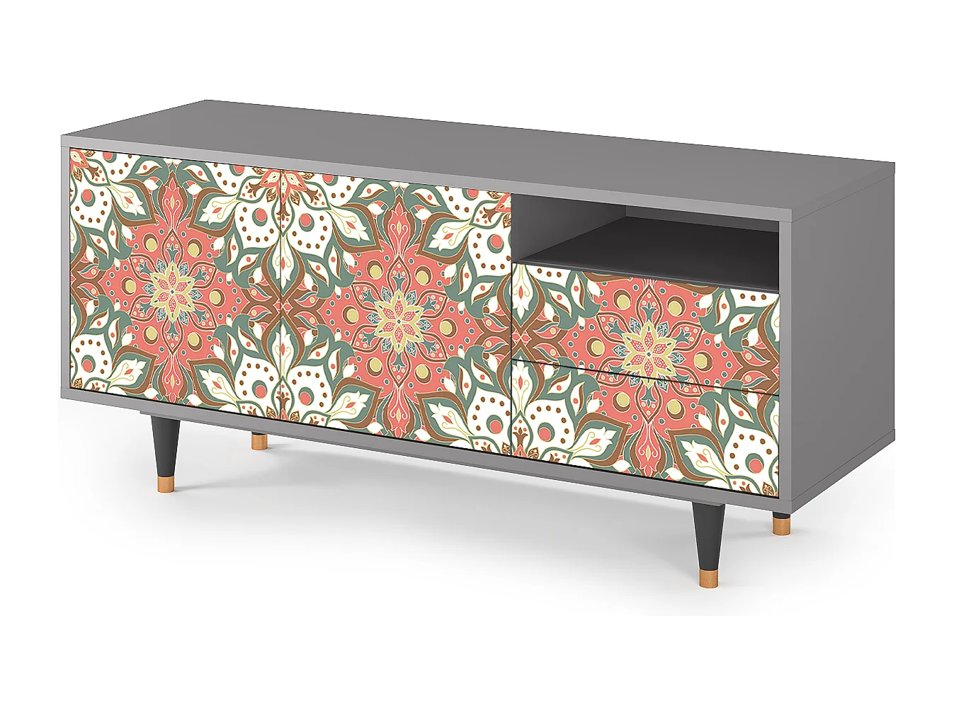 Meuble TV - 125х56х41 cm - T7 - Peach Grove, Gris