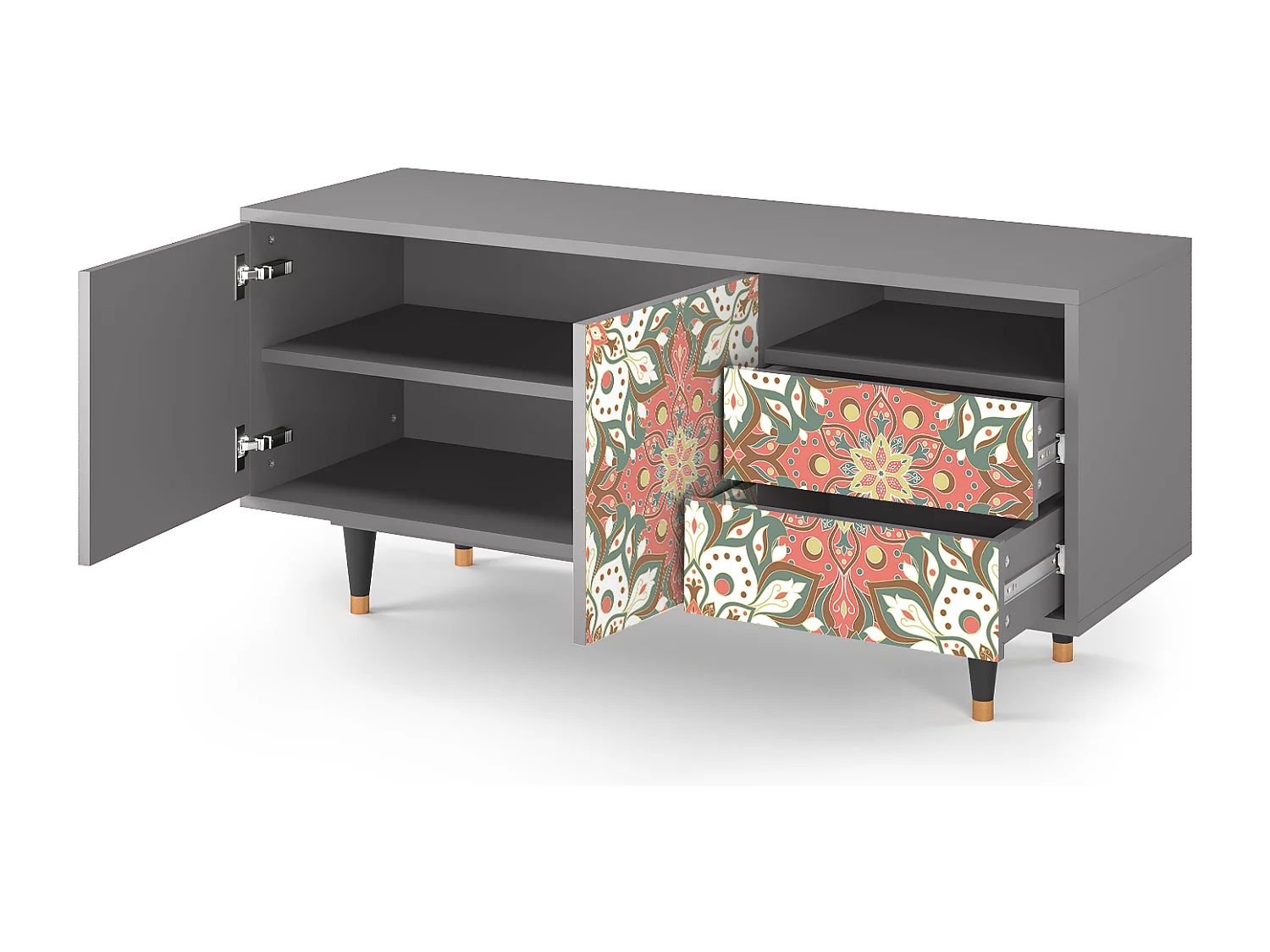 Meuble TV - 125х56х41 cm - T7 - Peach Grove, Gris