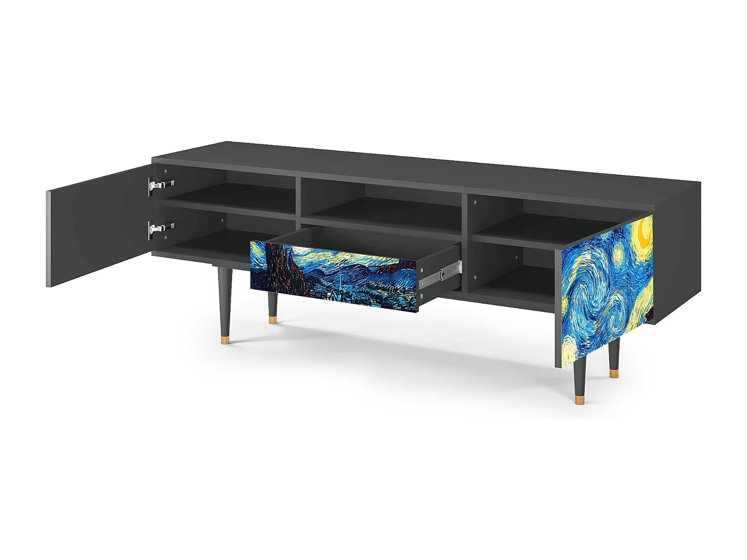 Meuble TV - 170х59х41 cm - T6 - The Starry Night  , Anthracite