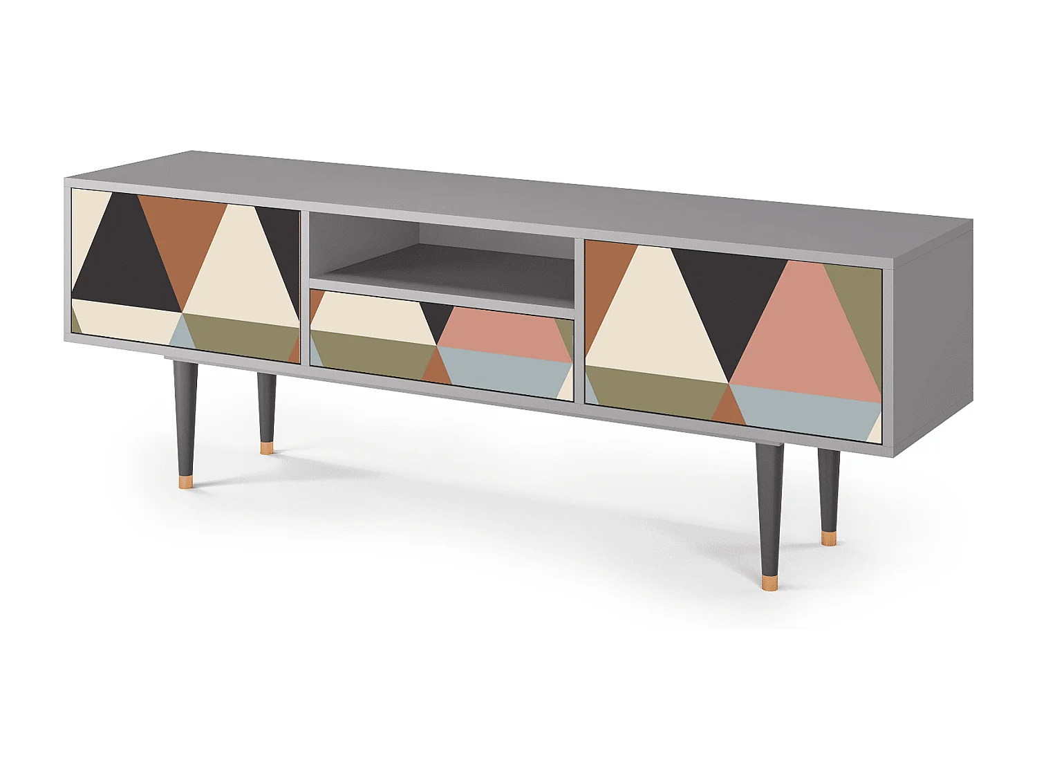 Meuble TV - 170х59х41 cm - T6 - Royal Triangles, Gris