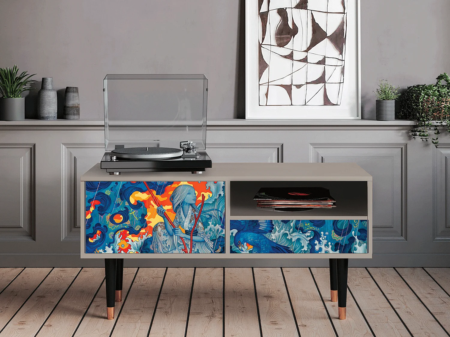 Mueble de TV - 115х59х48 cm - T3 - The Girl - James Jean, Arena