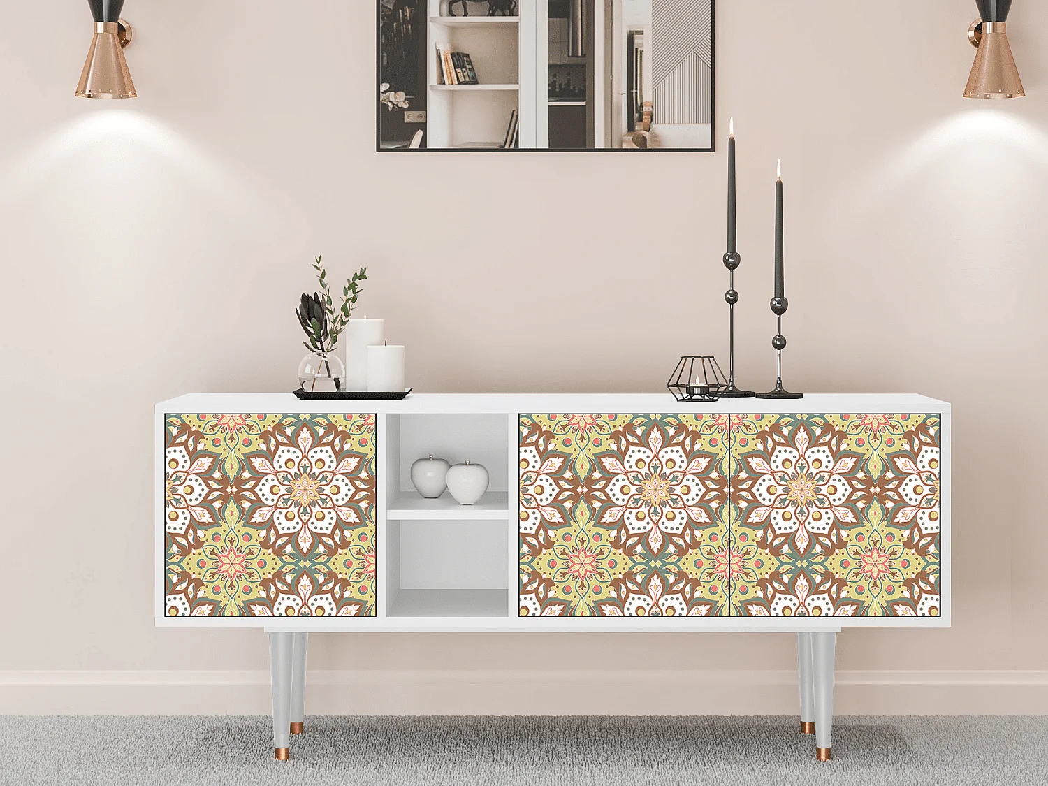 Meuble TV - 150х69х41 cm - T5 - Chinese Tea, Blanc