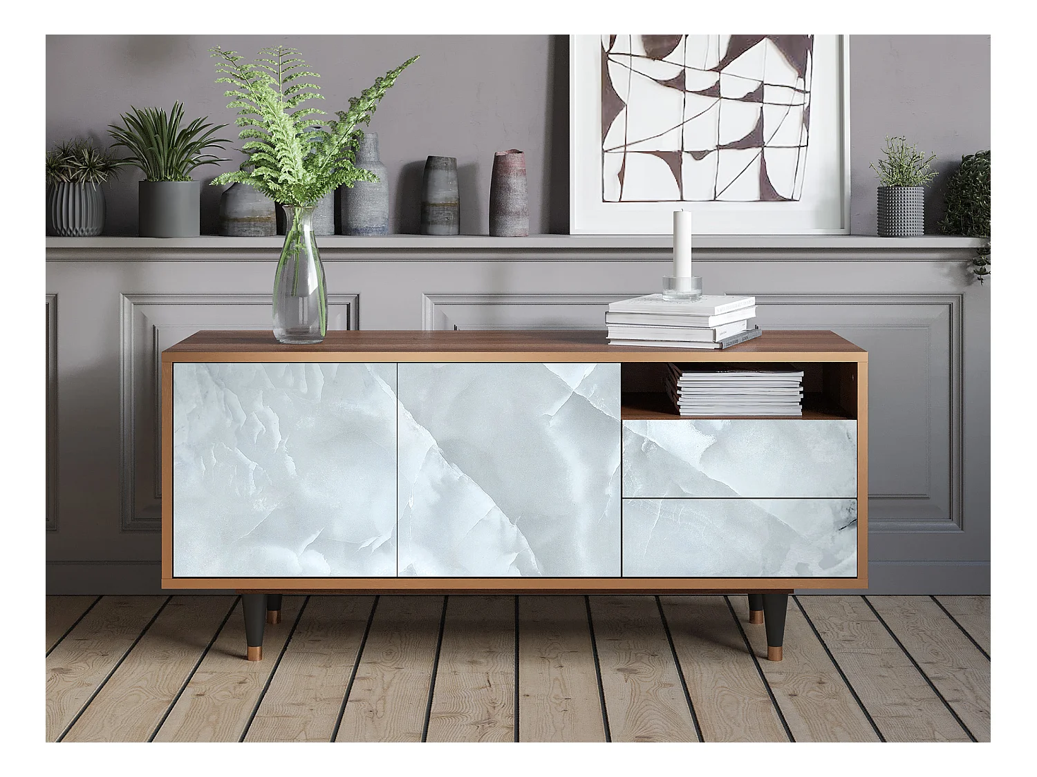Meuble TV - 125х56х41 cm - T7 - The Onyx, Noyer