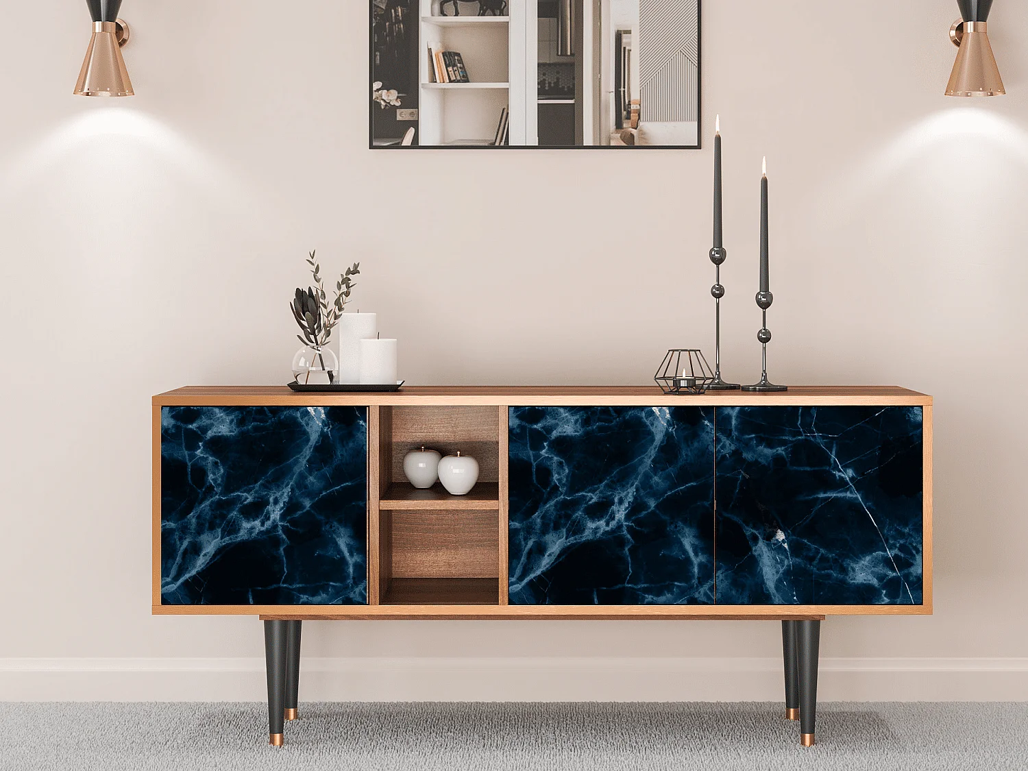 TV-Möbel - 150х69х41 cm - T5 - Deep Ocean, Walnuss