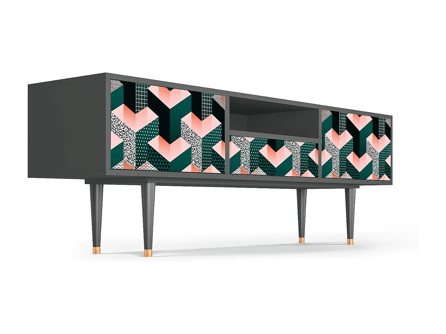 Meuble TV - 170х59х41 cm - T6 - Geometric Madness, Anthracite