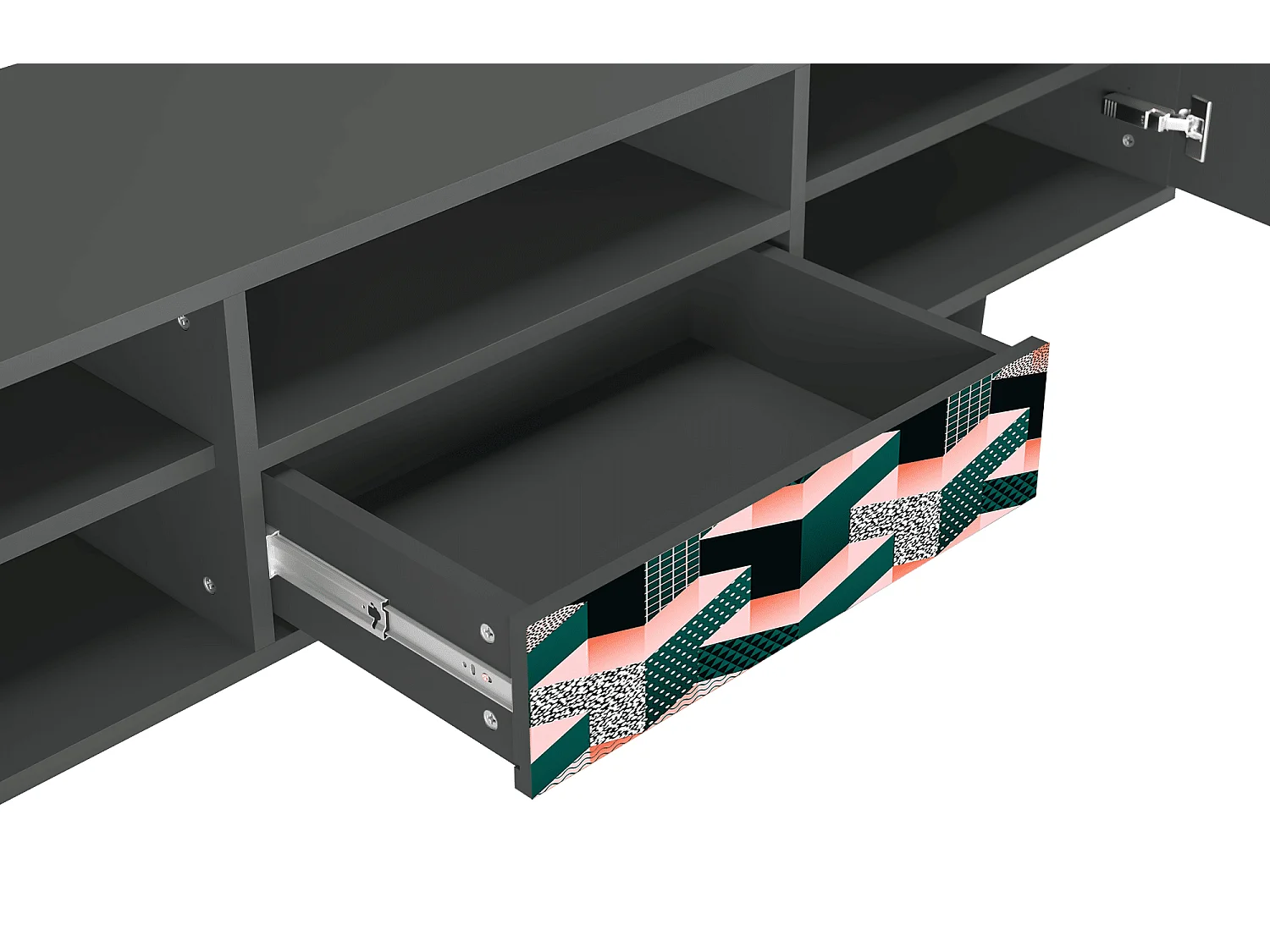 Szafka RTV - 170х59х41 cm - T6 - Geometric Madness, Antracyt
