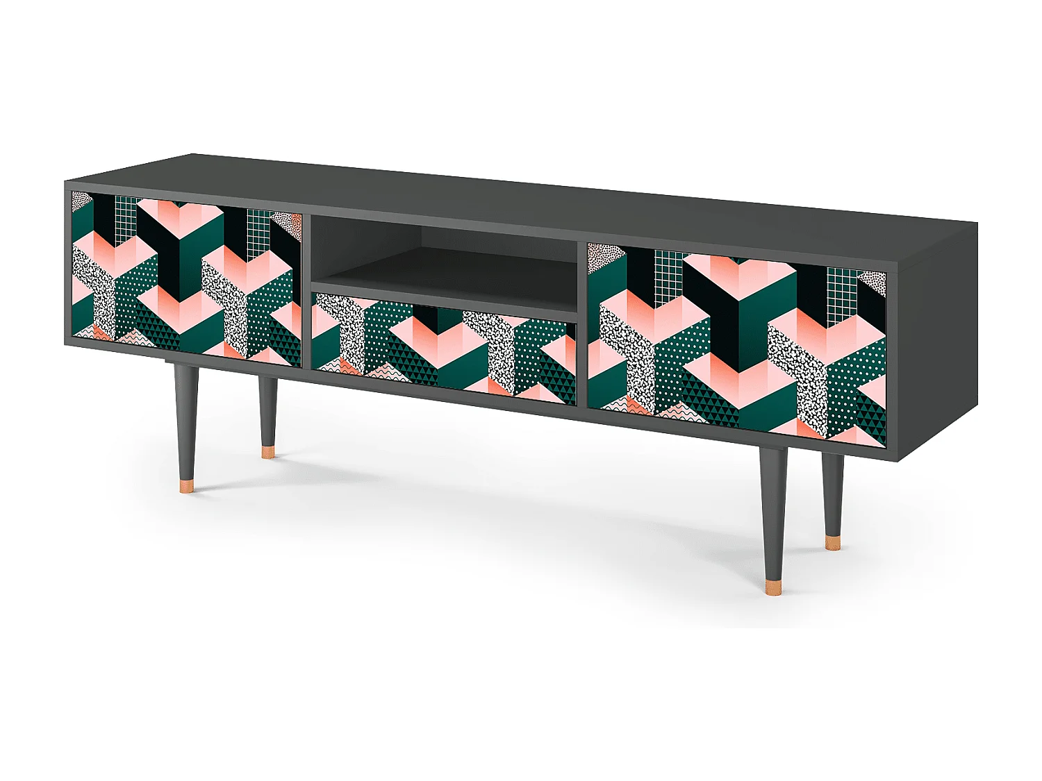 Meuble TV - 170х59х41 cm - T6 - Geometric Madness, Anthracite