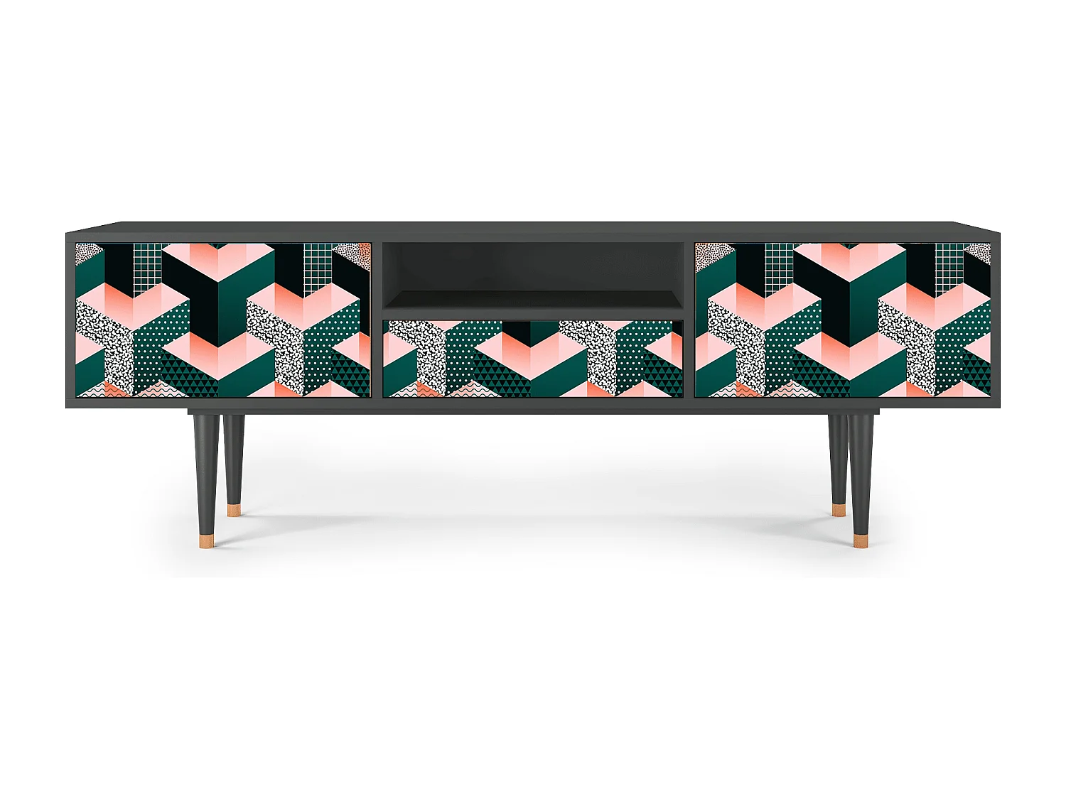 TV-Möbel - 170х59х41 cm - T6 - Geometric Madness, Anthrazit