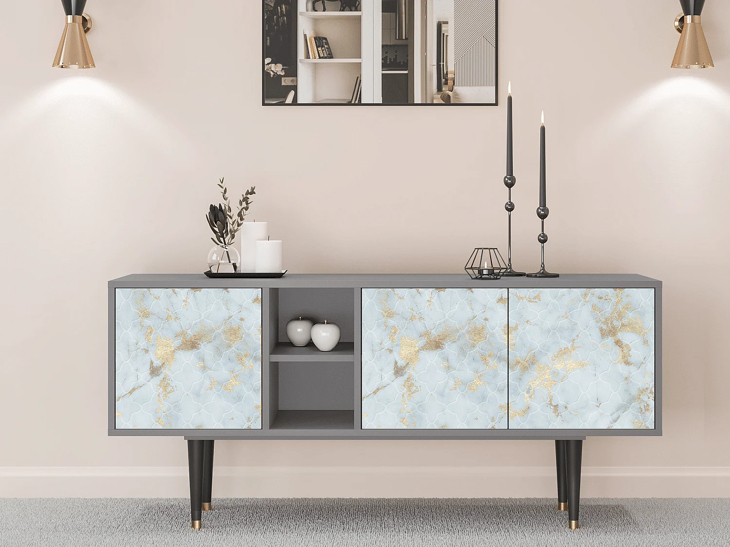 Mobile TV - 150х69х41 cm - T5 - Golden Waves, Grigio