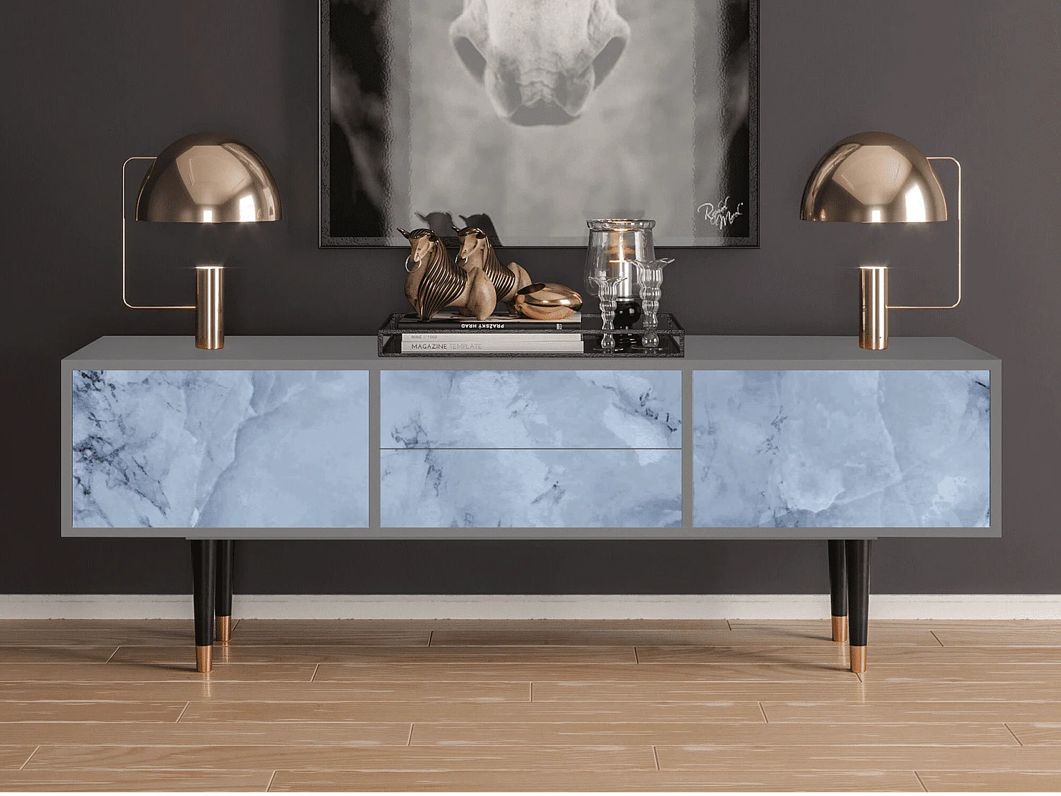 Mobile TV - 170х59х48 cm - T4 - Feather Ice, Grigio