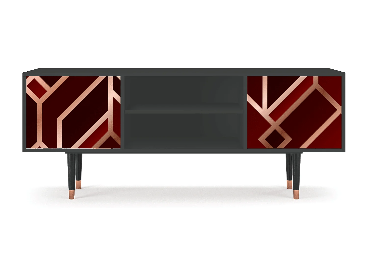 Mueble de TV - 170х69х48 cm - T2 - Velvet 1920's, Antracita