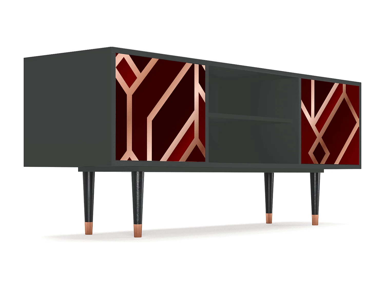 Mueble de TV - 170х69х48 cm - T2 - Velvet 1920's, Antracita