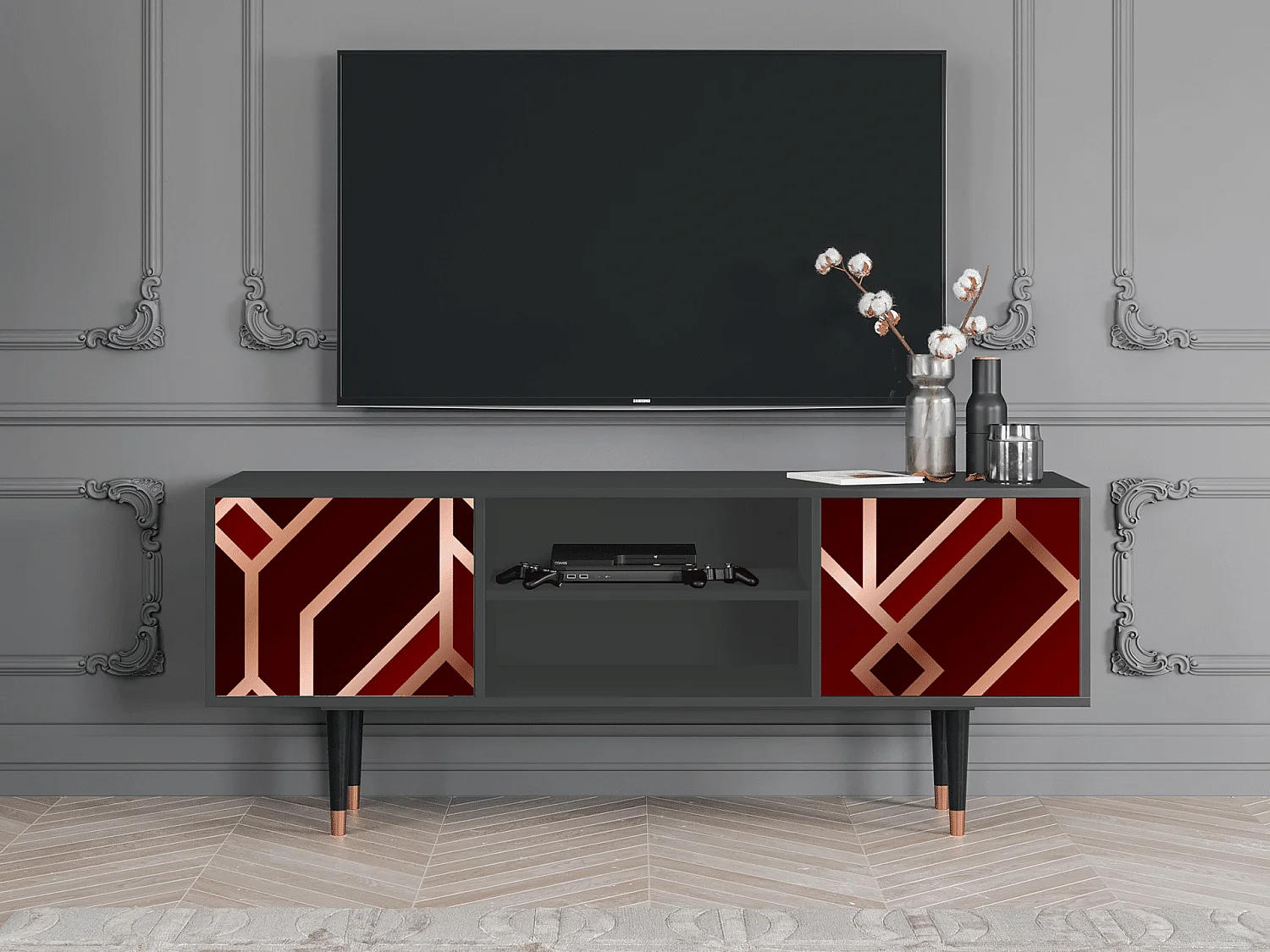 Mobile TV - 170х69х48 cm - T2 - Velvet 1920's, Antracite