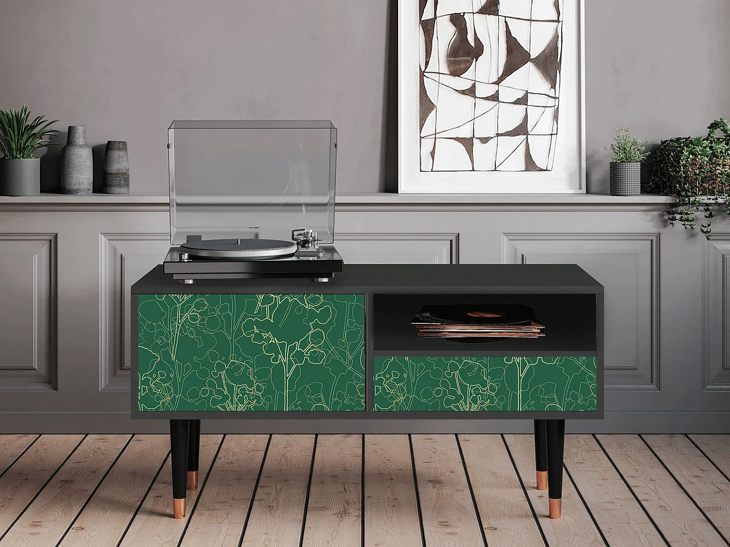 Mueble de TV - 115х59х48 cm - T3 - Emerald Forest, Antracite