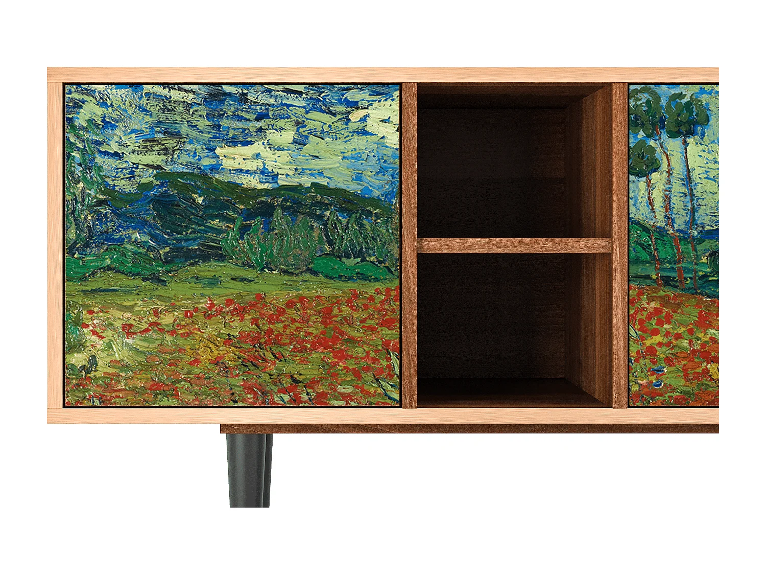TV-meubel - 150х69х41 cm - T5 - Poppy field by van Gogh, Walnoot