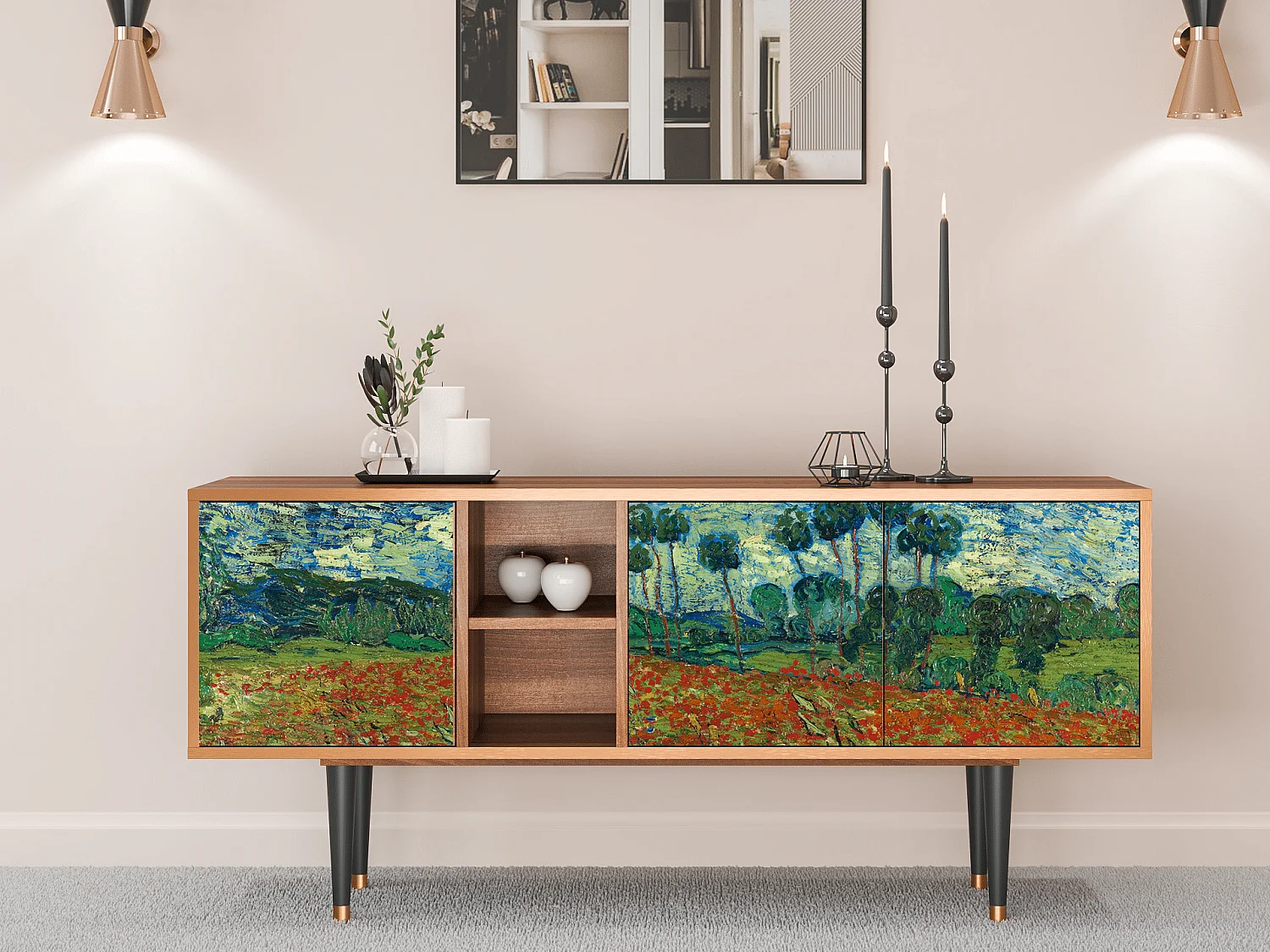 Mobile TV - 150х69х41 cm - T5 - Poppy field by van Gogh, Noce