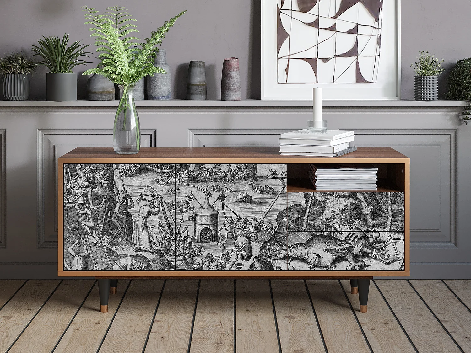 Meuble TV - 125х56х41 cm - T7 - The Temptation, Noyer