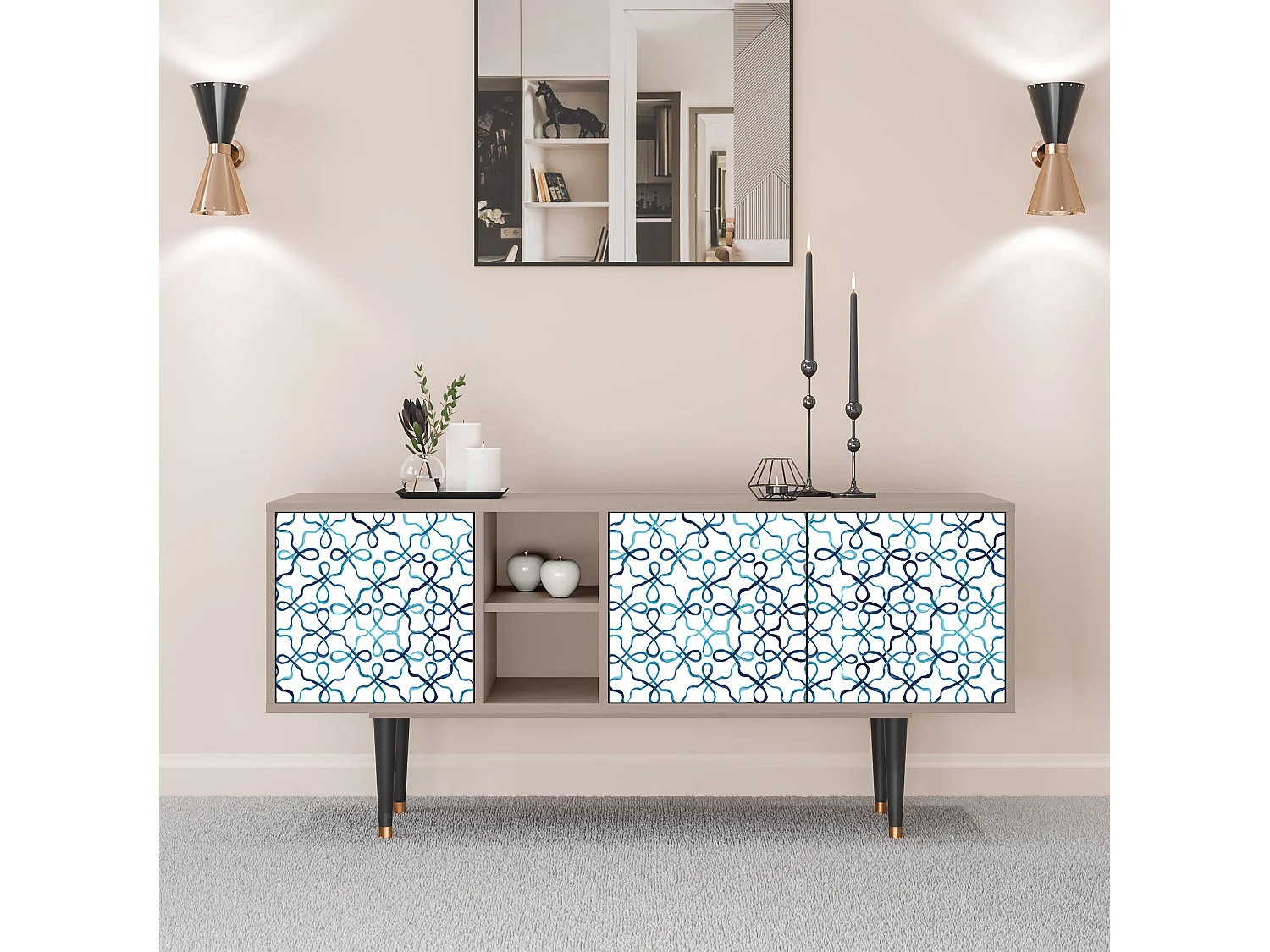 Meuble TV - 150х69х41 cm - T5 - Marine Strings, Latte