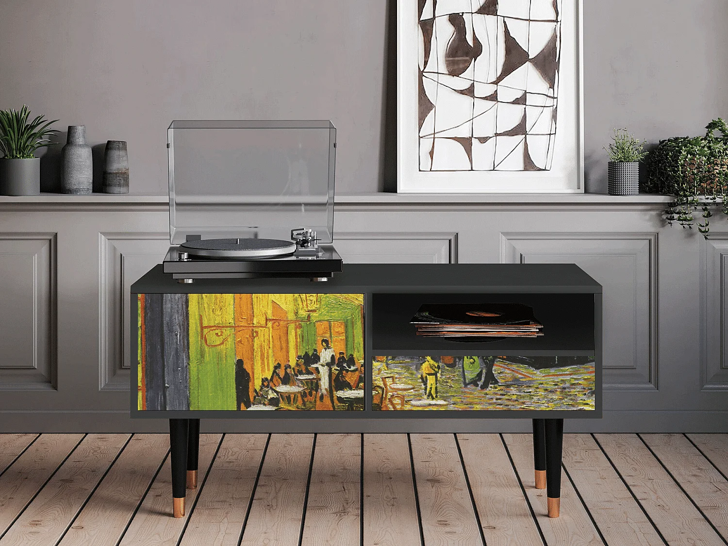 Meuble TV - 115х59х48 cm - T3 - Café Terrace at Night, Anthracite