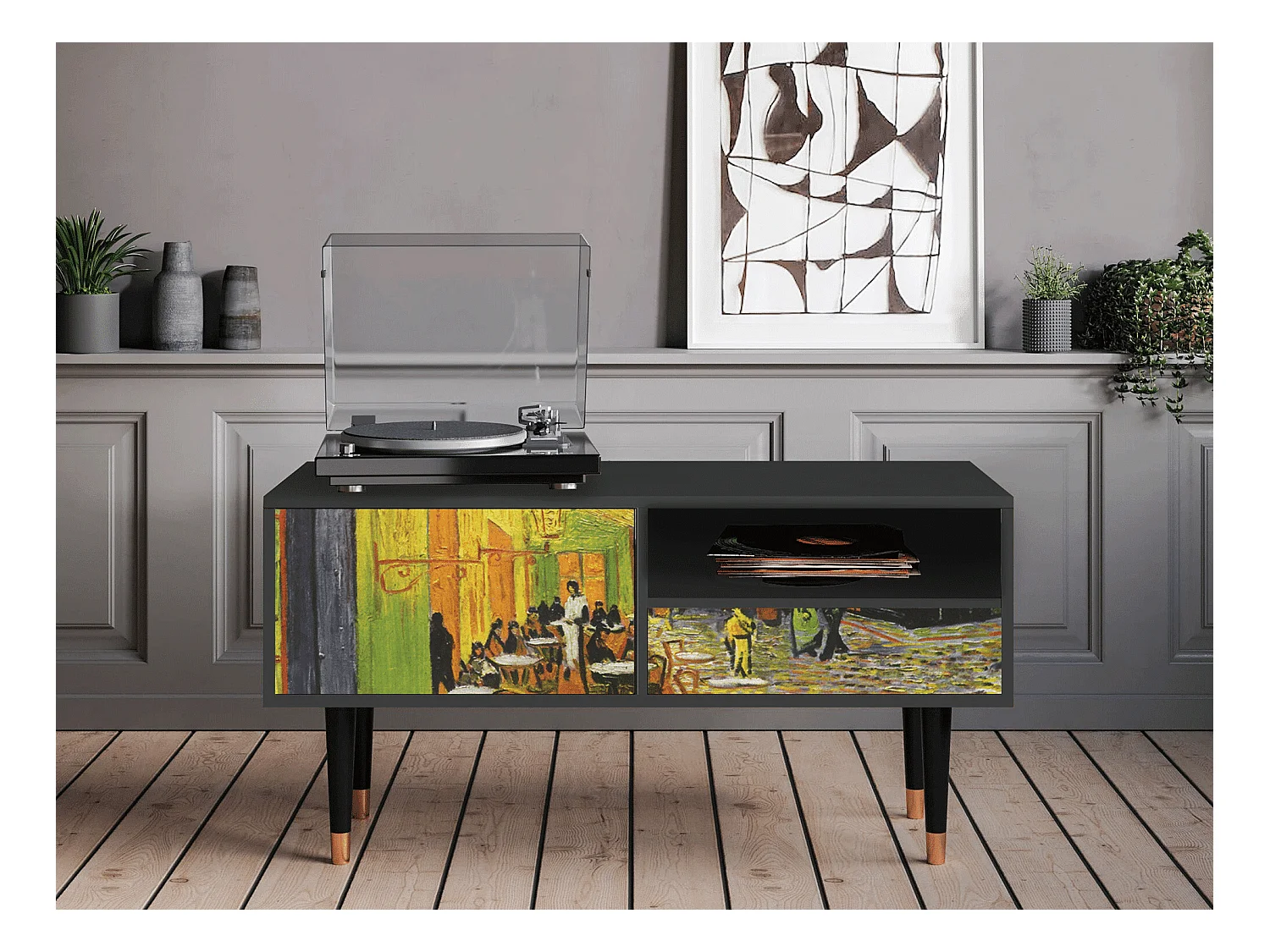 Meuble TV - 115х59х48 cm - T3 - Café Terrace at Night, Anthracite