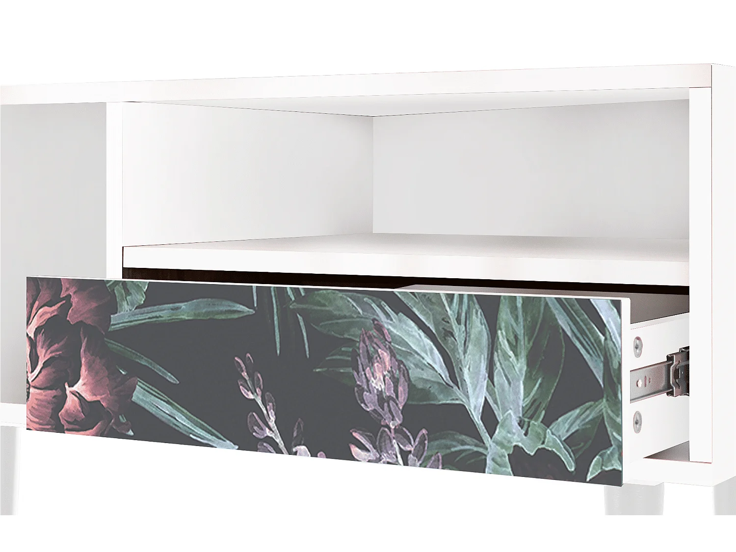 Meuble TV - 115х59х48 cm - T3 - Dark Peonies, Blanc