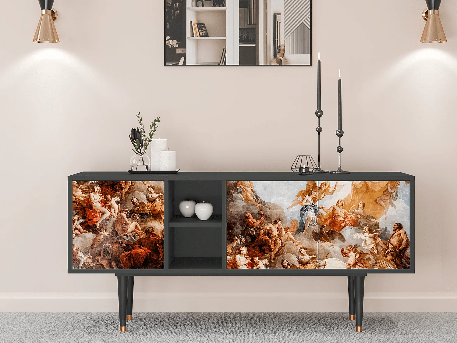 Mueble de TV - 150х69х41 cm - T5 - Versailles, Antracite