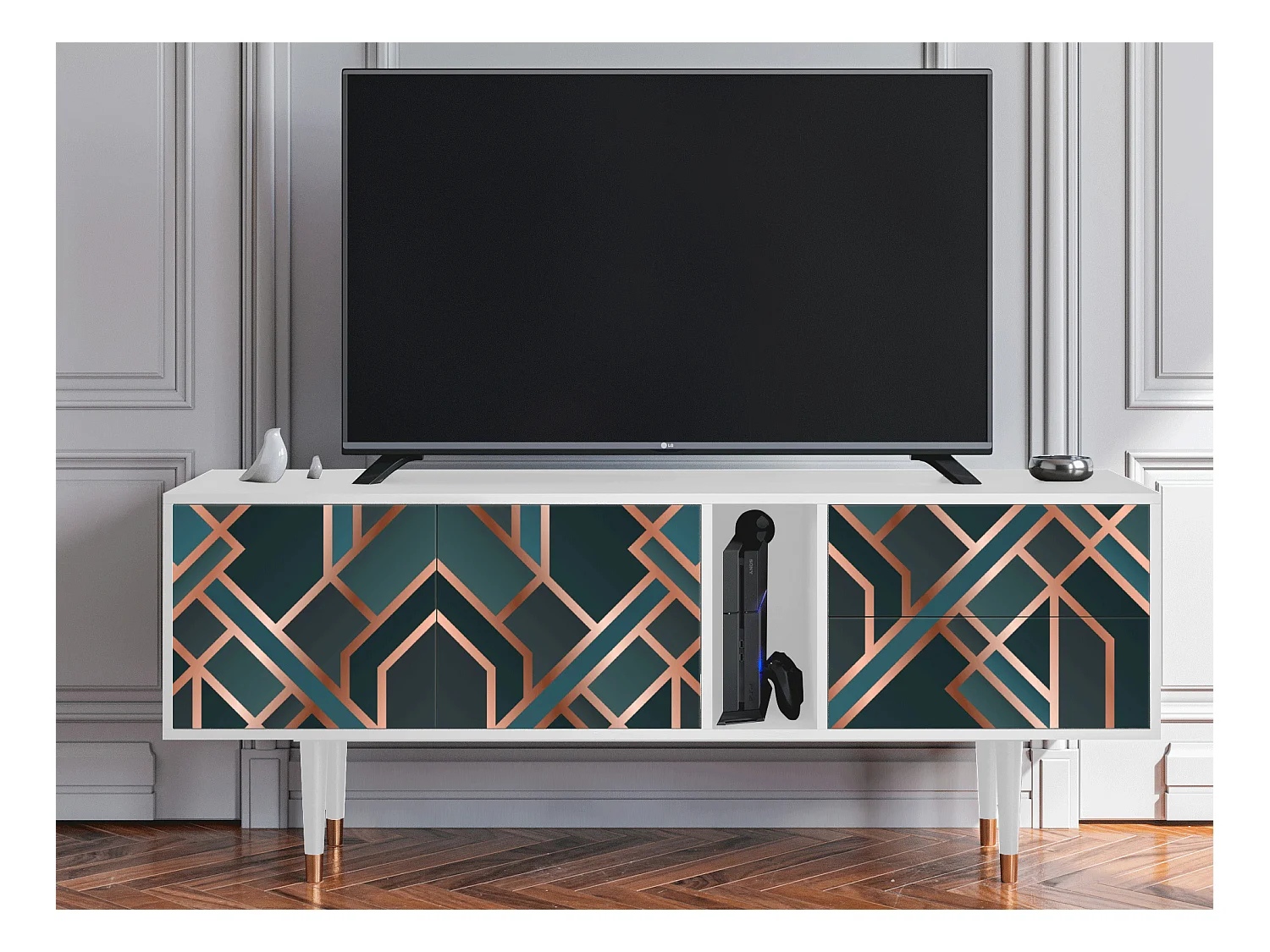 Meuble TV - 170х69х48 cm - T1 - Bronze Crossroad, Blanc