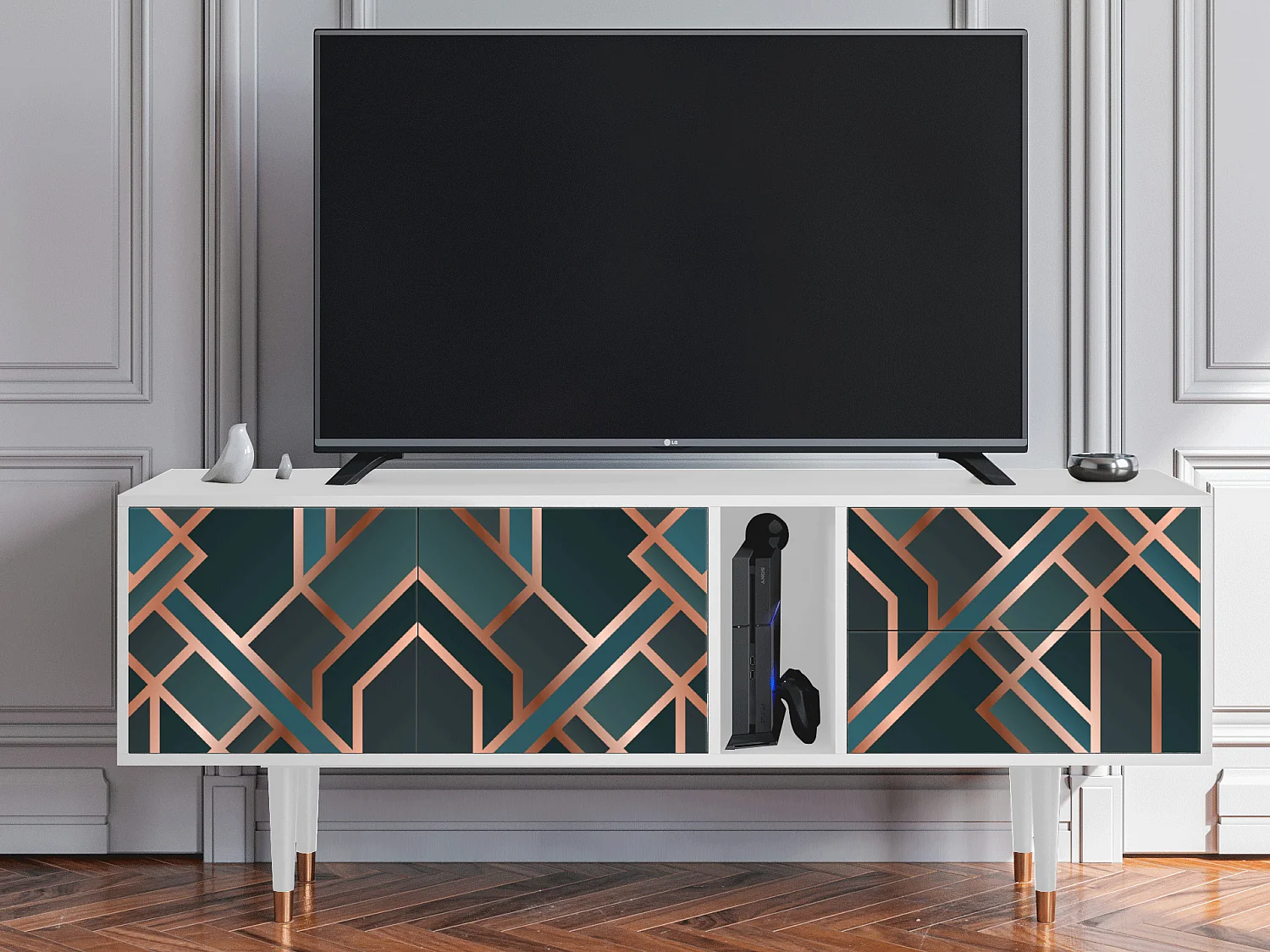 Meuble TV - 170х69х48 cm - T1 - Bronze Crossroad, Blanc