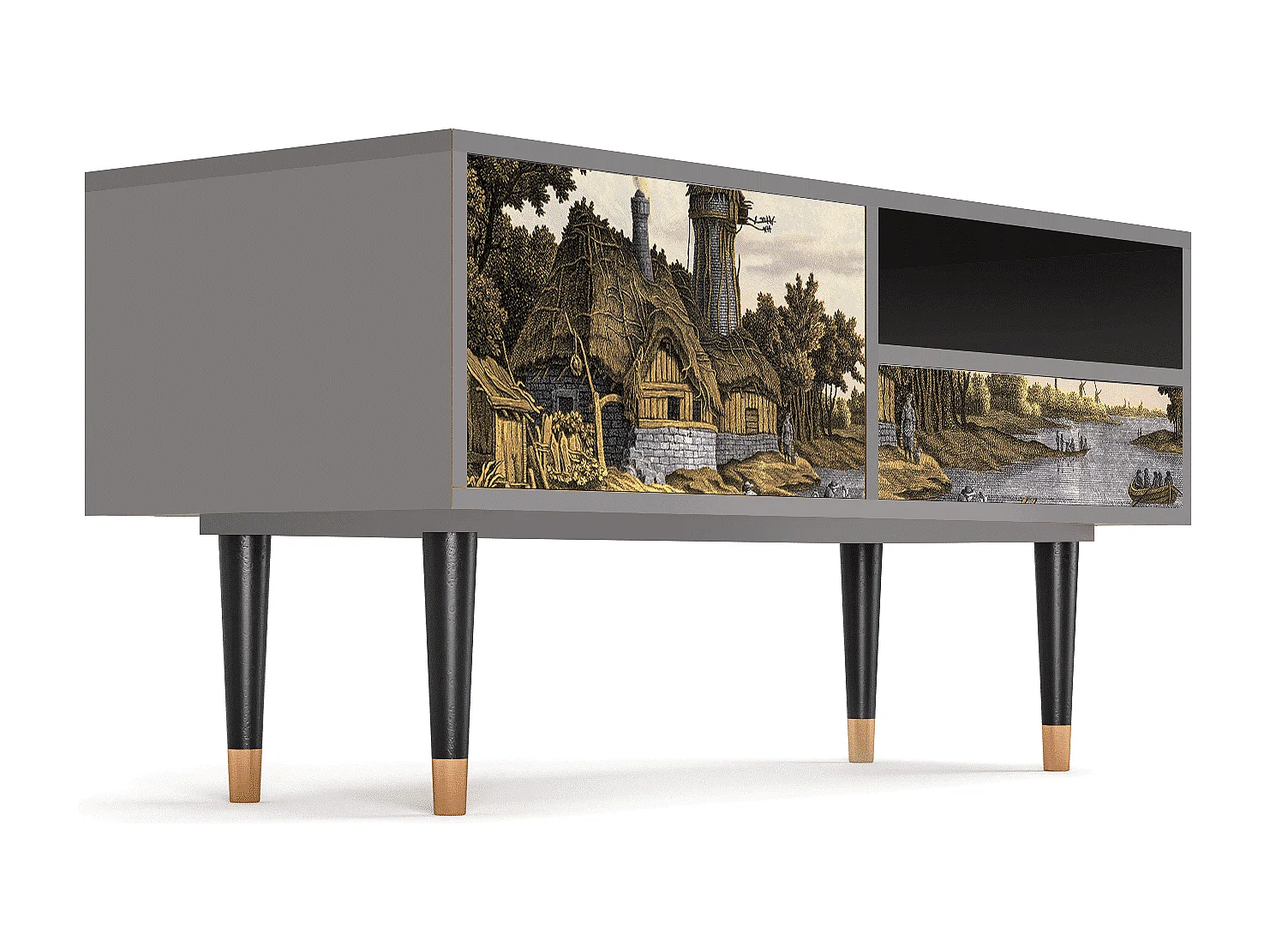 Mueble de TV - 115х59х48 cm - T3 - Mill along a River, Gris