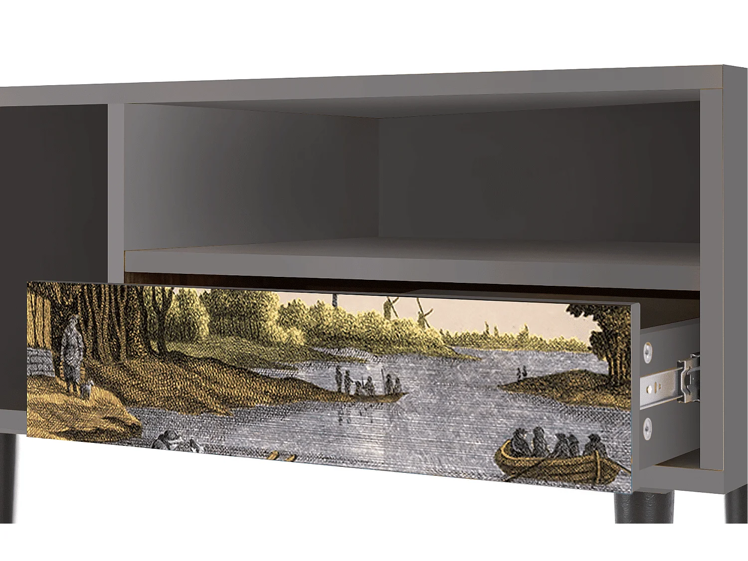 Mueble de TV - 115х59х48 cm - T3 - Mill along a River, Gris