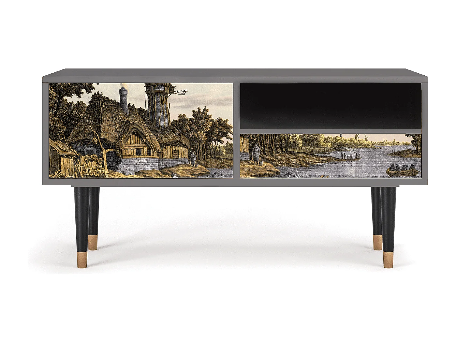 TV-Möbel - 115х59х48 cm - T3 - Mill along a River, Grau