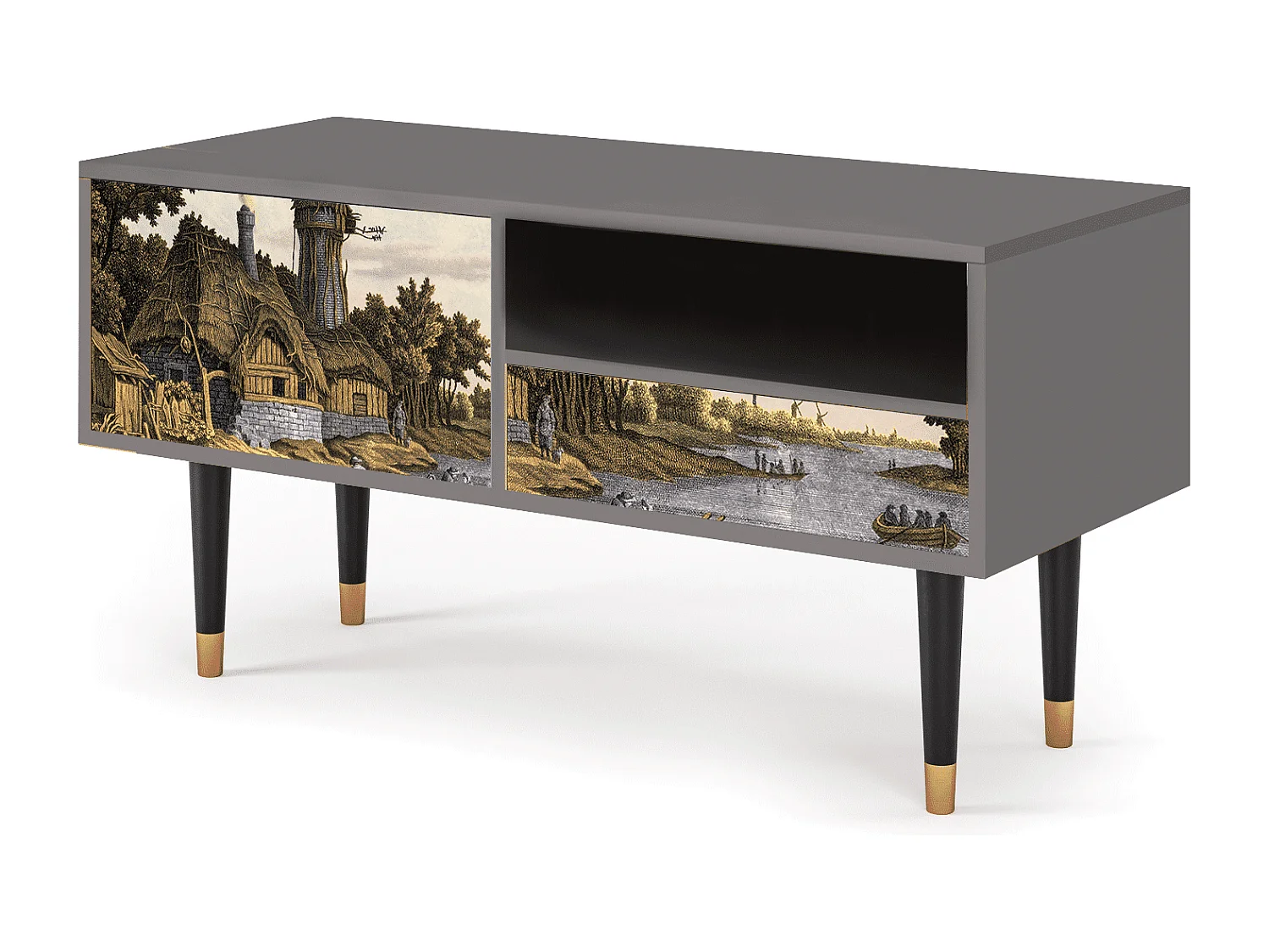 TV-Möbel - 115х59х48 cm - T3 - Mill along a River, Grau