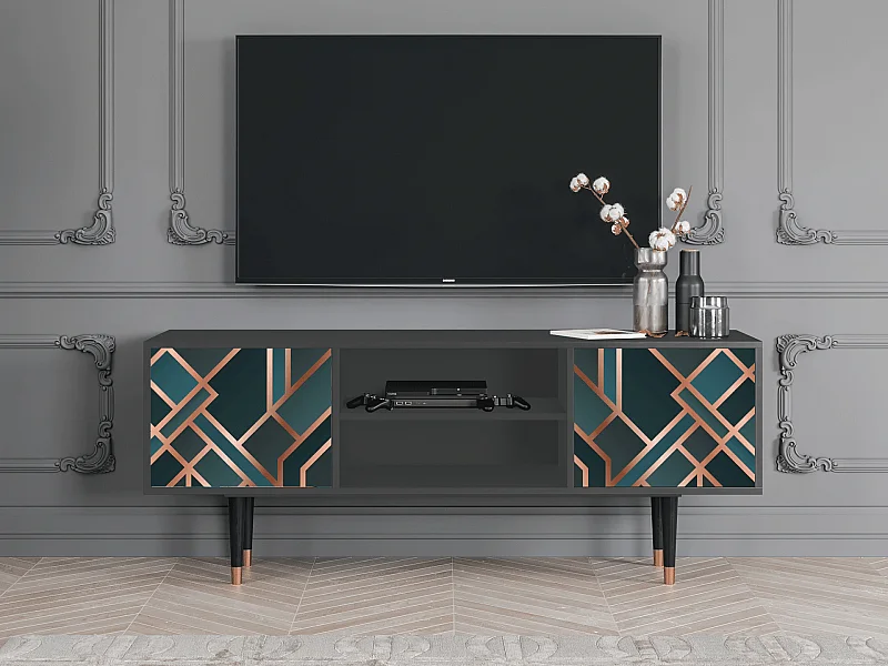Mueble de TV - 170х69х48 cm - T2 - Bronze Crossroad, Antracite