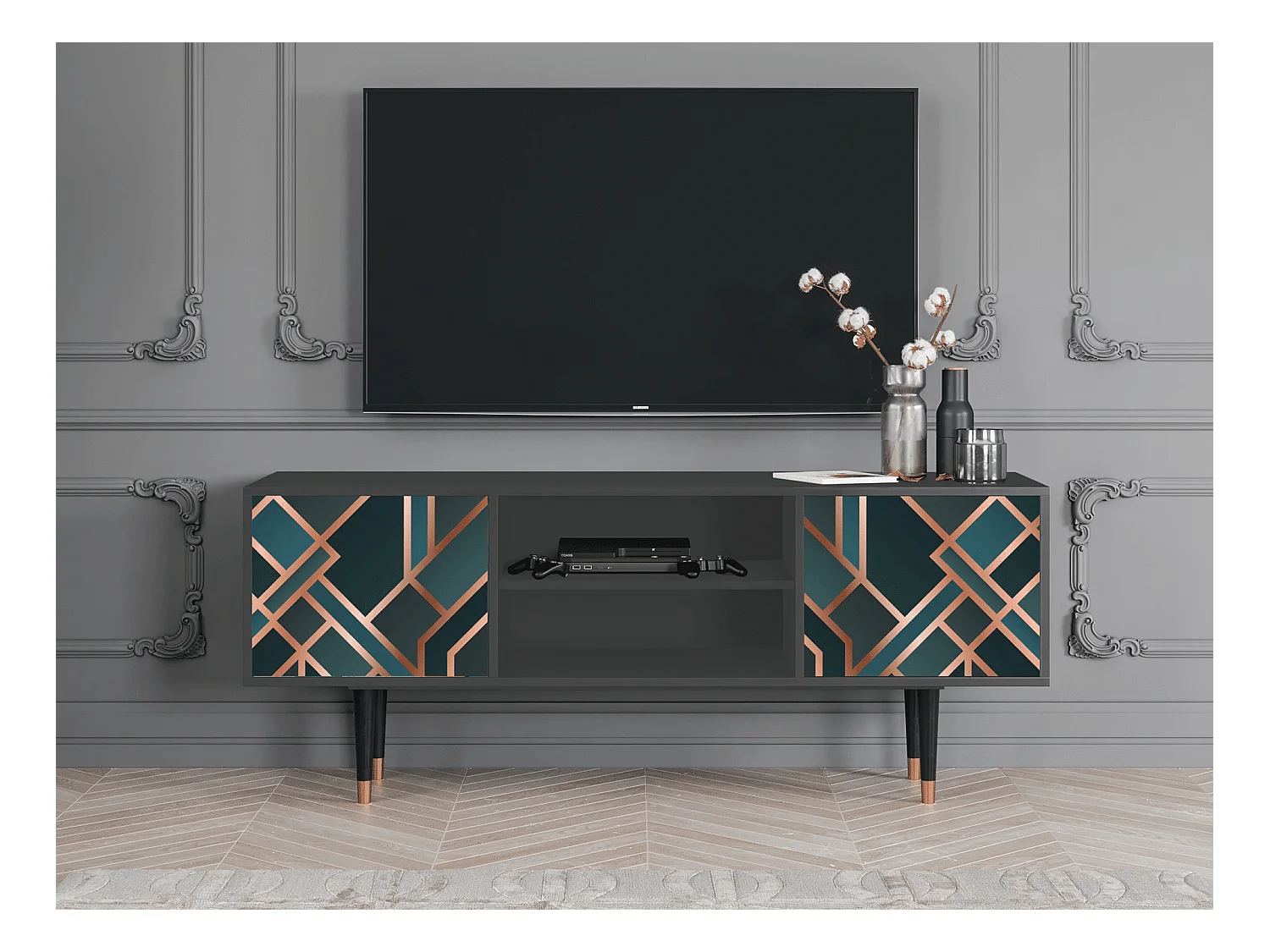 Meuble TV - 170х69х48 cm - T2 - Bronze Crossroad, Anthracite