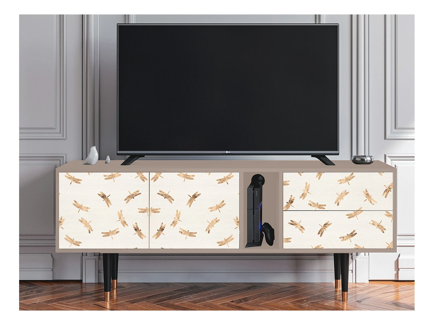 Mobile TV - 170х69х48 cm - T1 - Nude Dragonflies, Latte