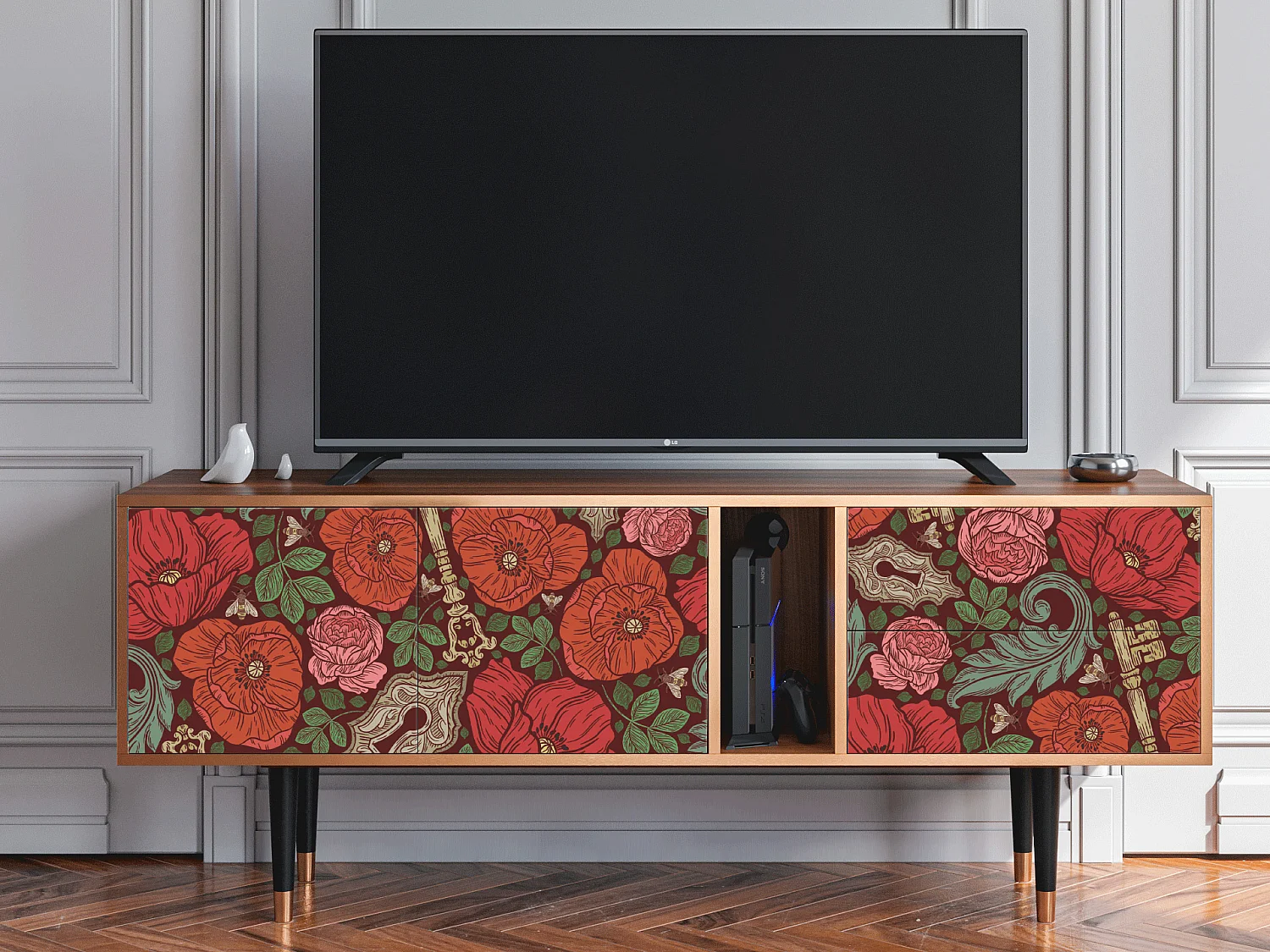 Mueble de TV - 170х69х48 cm - T1 - Poppy Garden, Nogueira