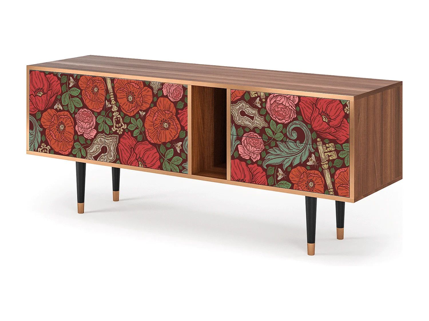 Meuble TV - 170х69х48 cm - T1 - Poppy Garden, Noyer