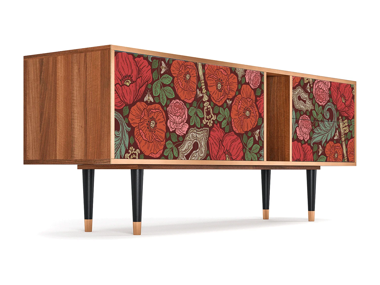 Meuble TV - 170х69х48 cm - T1 - Poppy Garden, Noyer