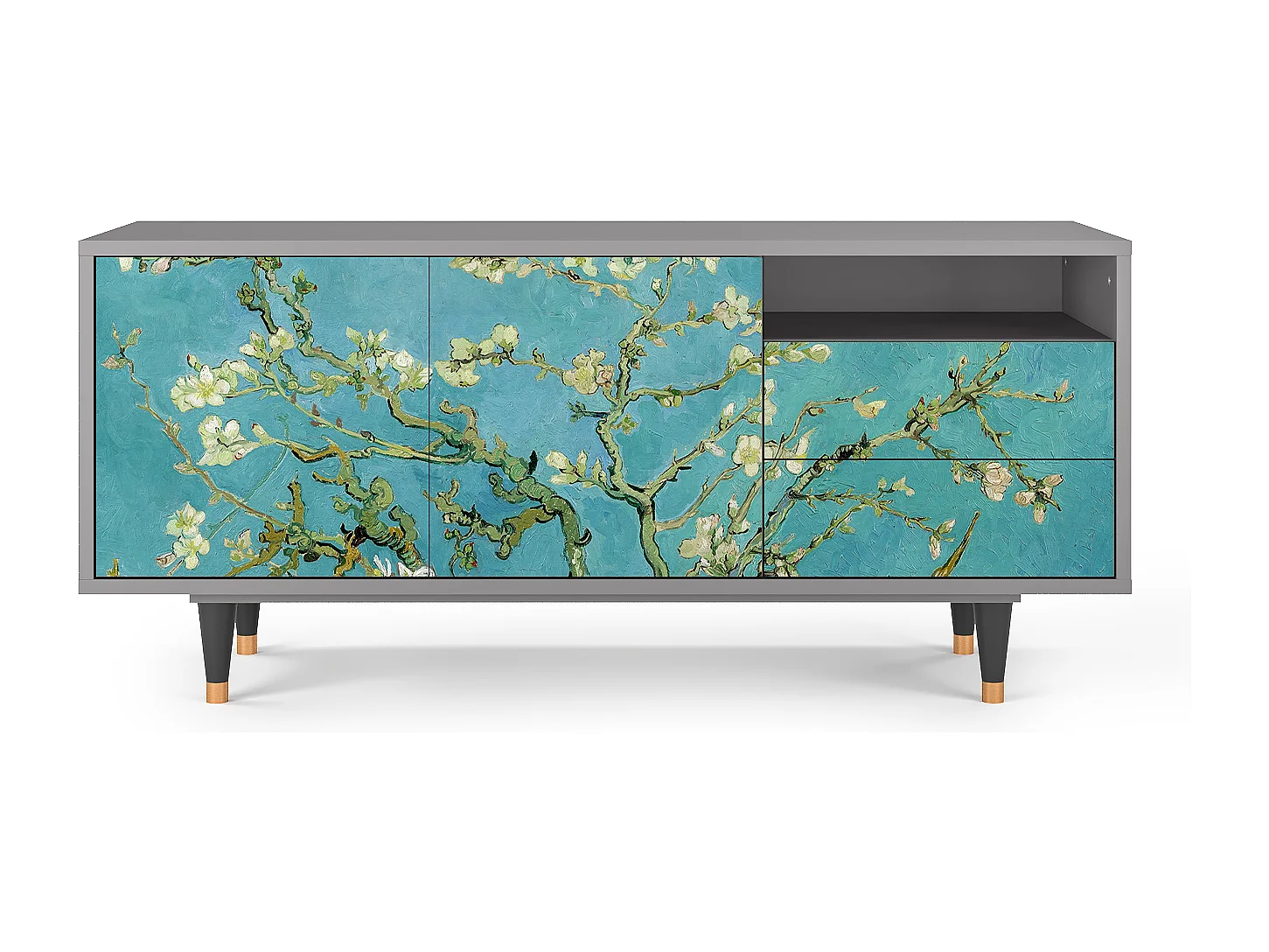 Mueble de TV - 125х56х41 cm - T7 - Almond Blossom, Gris