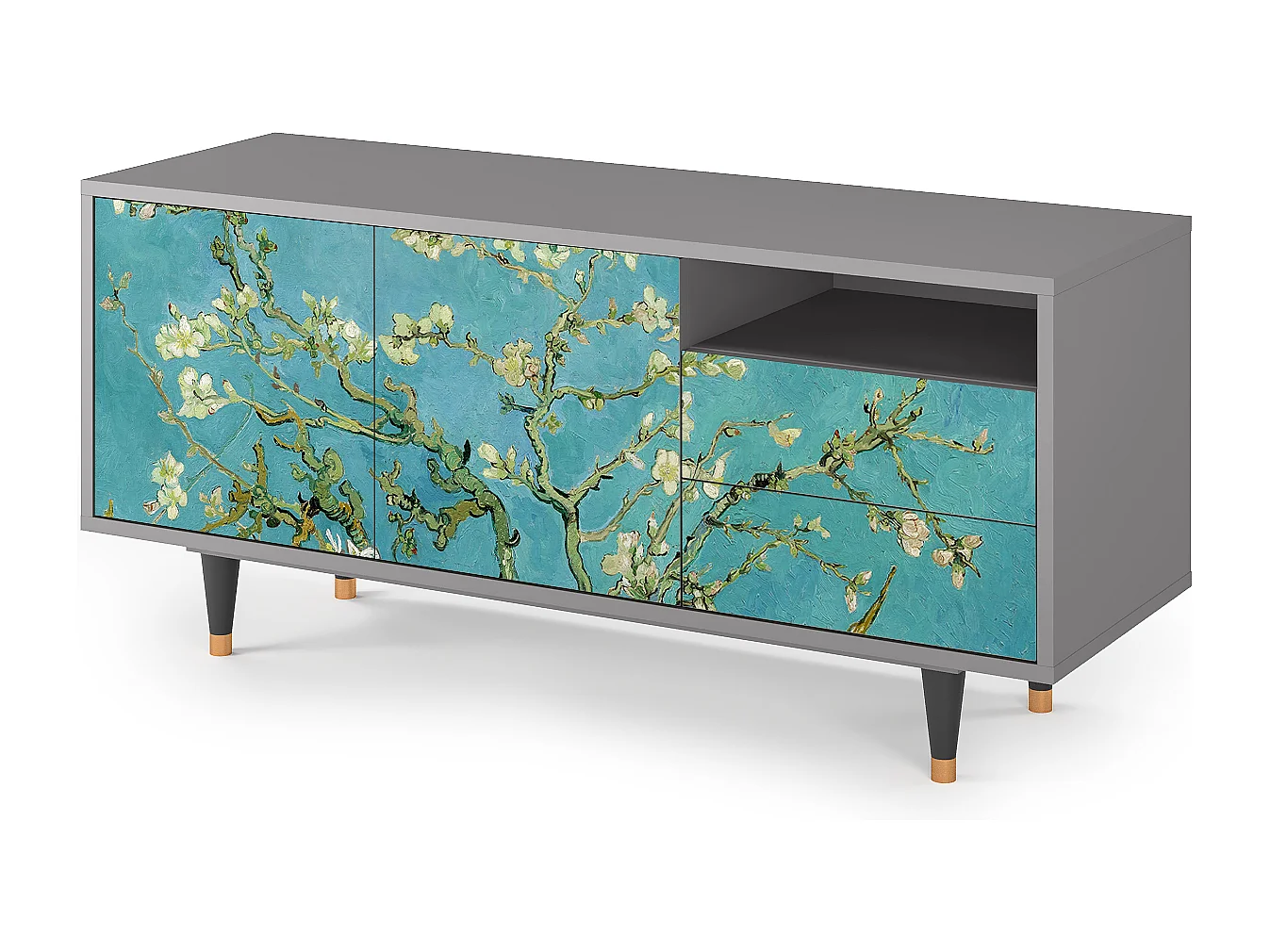 Mueble de TV - 125х56х41 cm - T7 - Almond Blossom, Gris