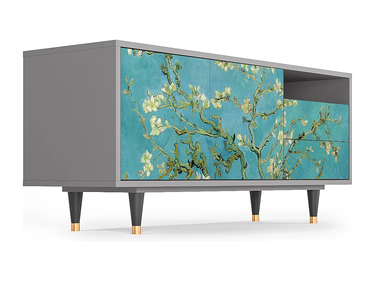 Meuble TV - 125х56х41 cm - T7 - Almond Blossom, Gris