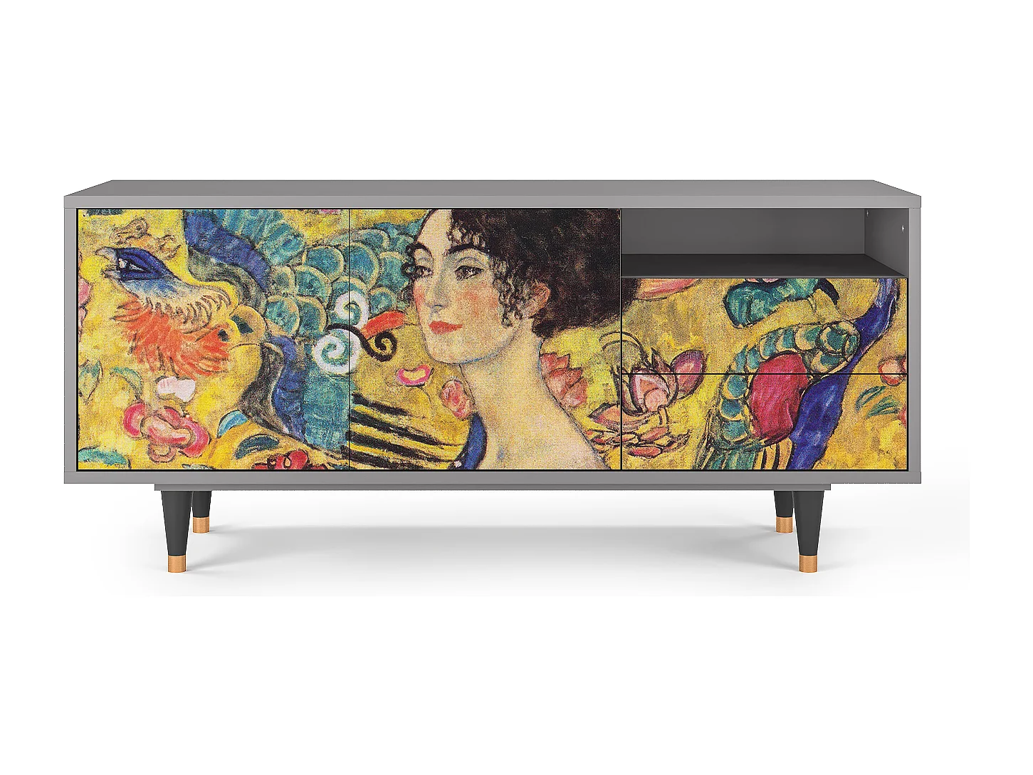 TV-Möbel - 125х56х41 cm - T7 - Lady with Fan by Klimt, Grau